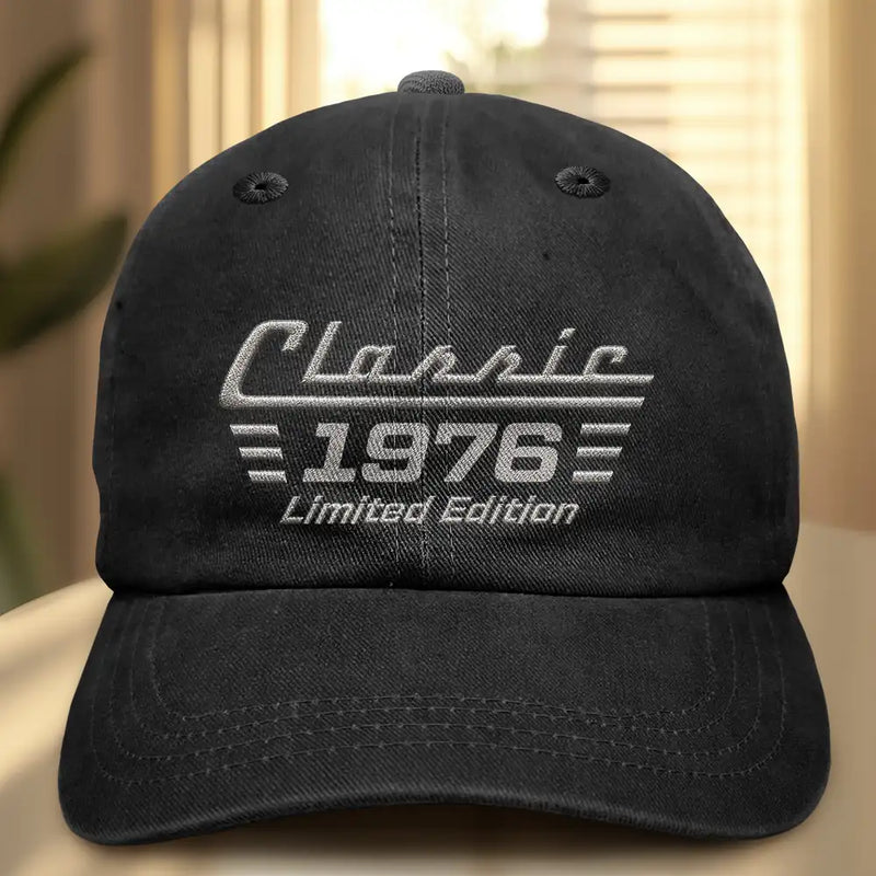 Gift For Grandpa,Gift For Father,Non-Eng,Proud - Classic Year Limited Edition - Personalized Vintage Washed Denim Cap