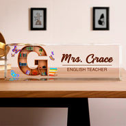Teacher, Back To School - Classroom Initial - Personalized Desk Name Plate