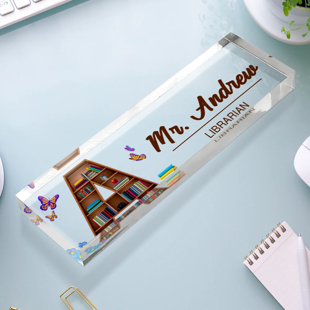 Teacher, Back To School - Classroom Initial - Personalized Desk Name Plate
