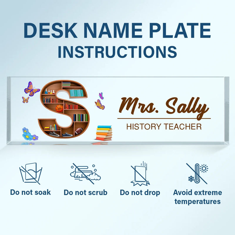 Teacher, Back To School - Classroom Initial - Personalized Desk Name Plate