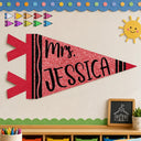 Teacher,Confident,Back To School,Warp Text - Colorful Crayon & Name - Personalized Pennant