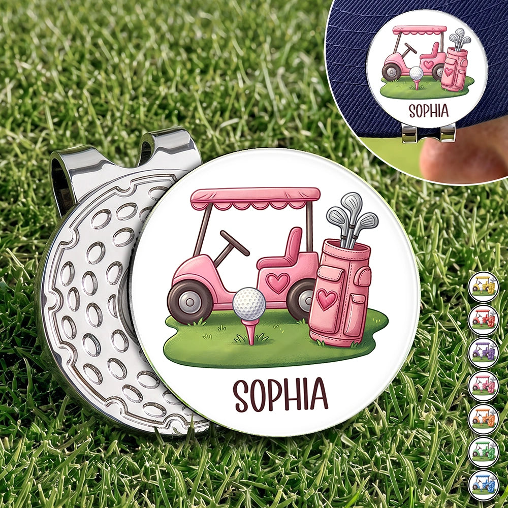 Colorful Golf Cart Golf Ball Marker - Personalized Acrylic Magnetic Clip