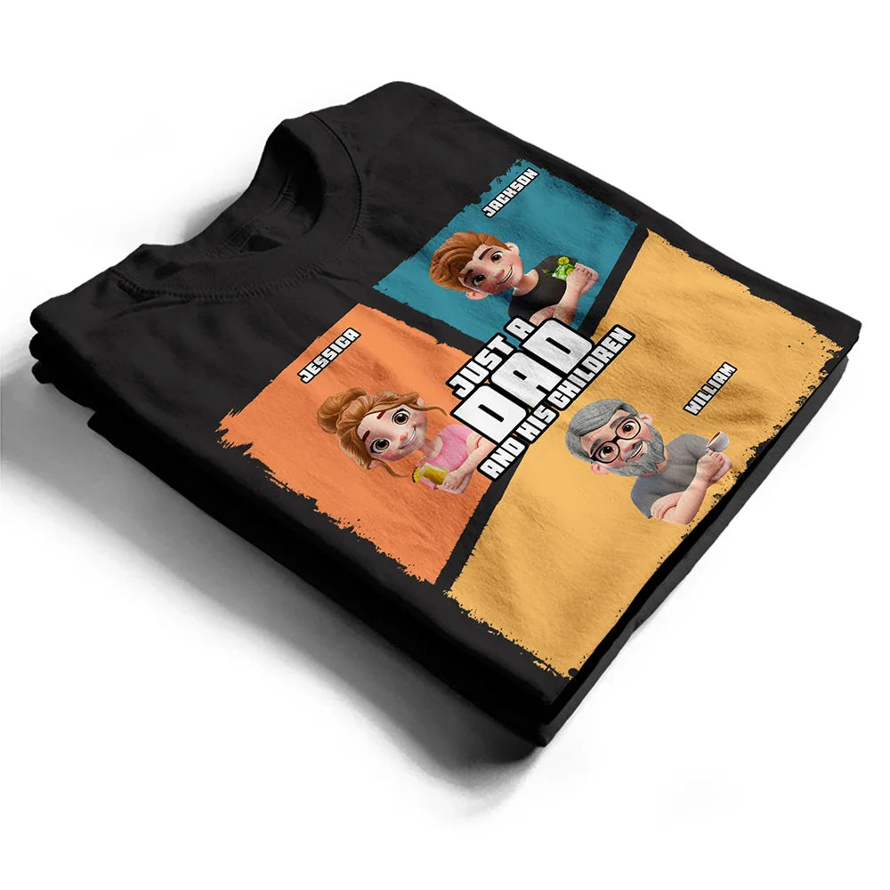 Gift For Father,Gift For Grandpa,Dad - Children,Happy - Comic Style Just A Dad And His Girl - Personalized T Shirt