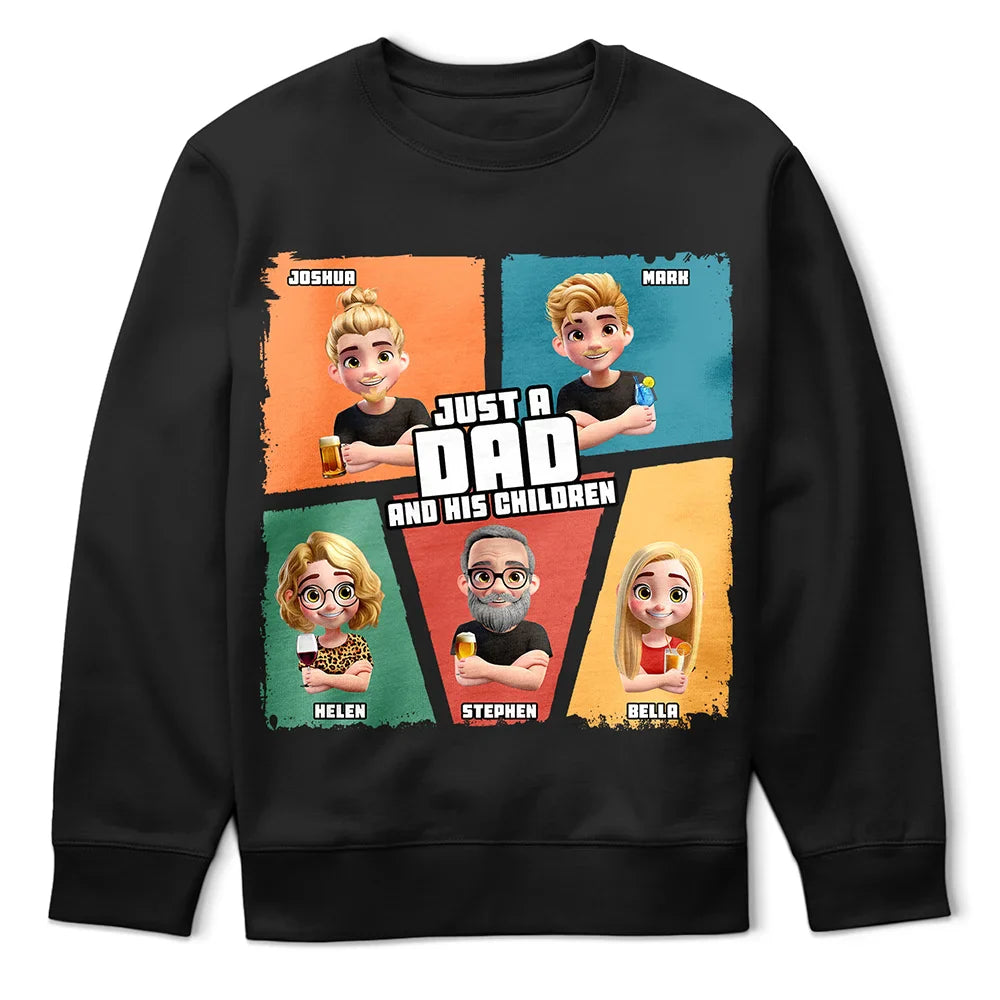 Gift For Father,Gift For Grandpa,Dad - Children,Happy - Comic Style Just A Dad And His Girl - Personalized T Shirt