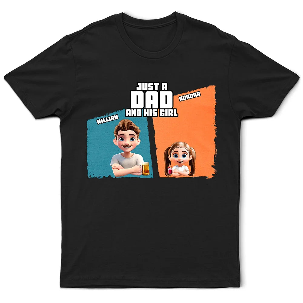 Gift For Father,Gift For Grandpa,Dad - Children,Happy - Comic Style Just A Dad And His Girl - Personalized T Shirt