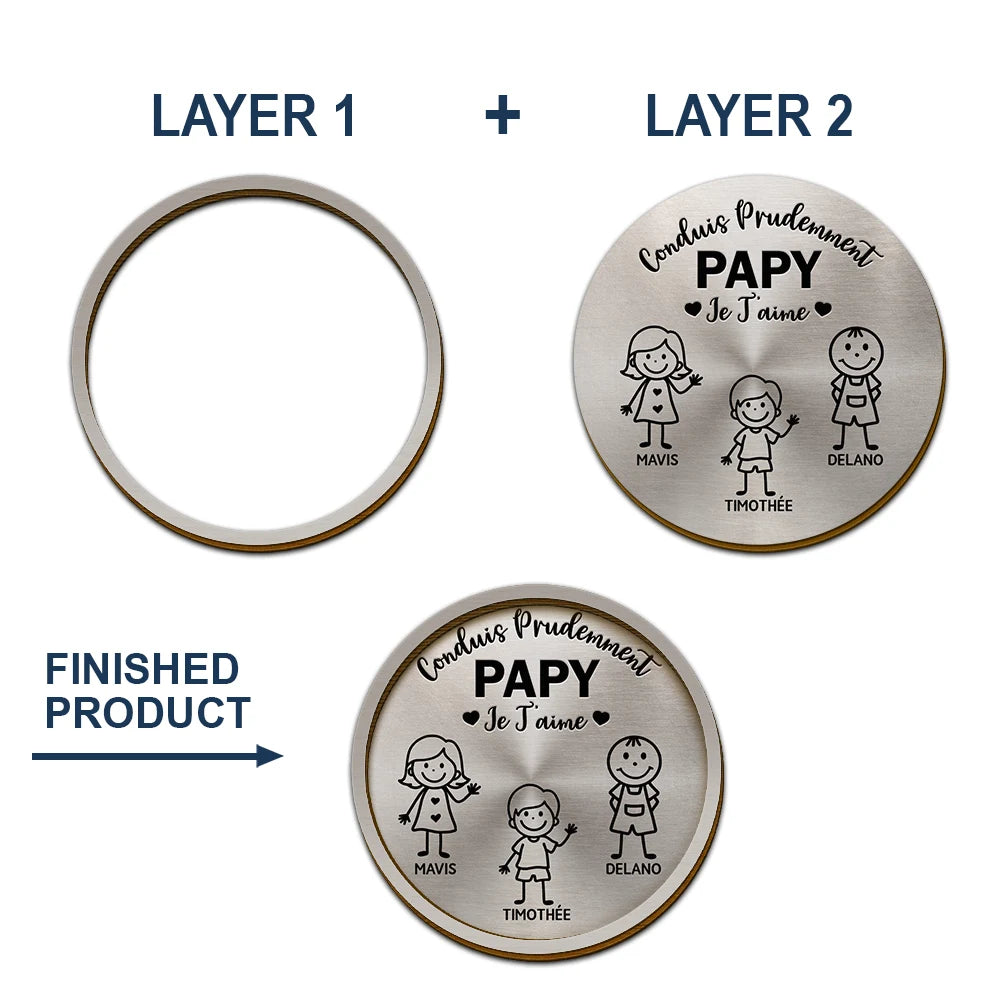 Gift For Yourself,Gift For Men,Gift For Grandpa,Gift For Father,Dog Dad,Cat Dad,Pet Dad,Gift For Mother,Gift For Grandma,Happy,Stick Figure,French - Conduis Prudemment Grand-Père Papa - Clip Para Parasol Del Coche De Forma Especial Personalizado