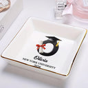 Gift For Girlfriend,Gift For Women,Gift For Sisters,Gift For Bestie,Graduation,Happy,Icon - Congrats Grad Alphabet - Personalized Ring Dish