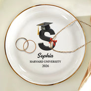 Gift For Girlfriend,Gift For Women,Gift For Sisters,Gift For Bestie,Graduation,Happy,Icon - Congrats Grad Alphabet - Personalized Ring Dish