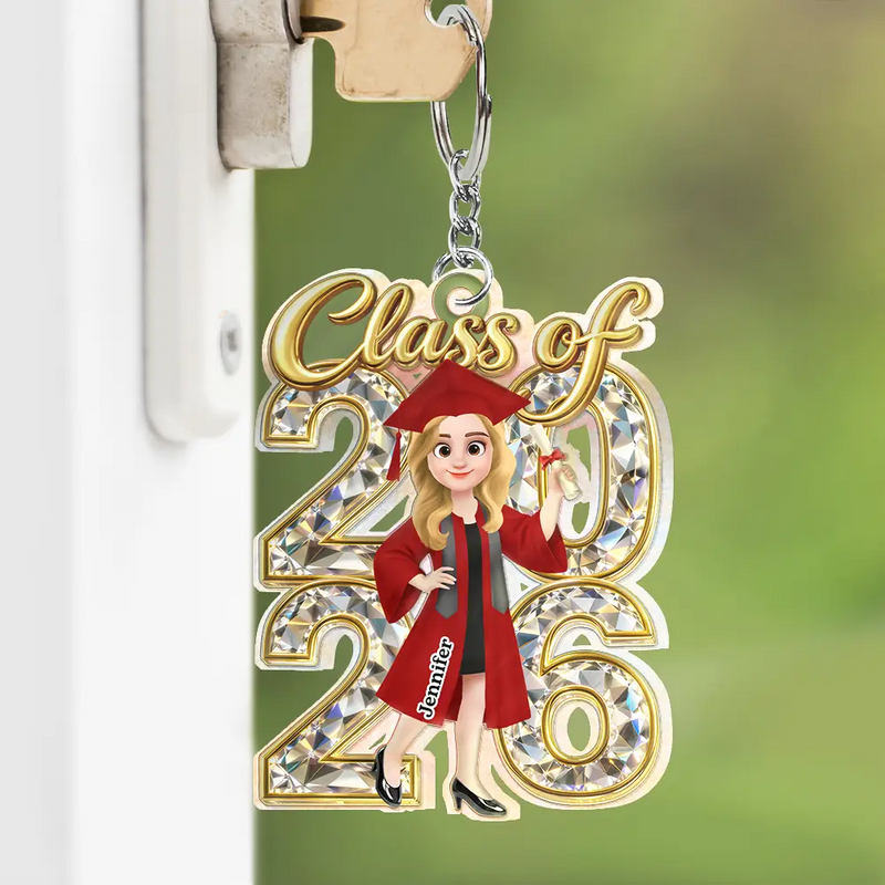 Graduation,Dad - Daughters (Adult),Gift For Daughter,Mom - Daughters (Adult),Dad - Sons,Gift For Son,Mom - Sons,Love - Congrats Grad Woman Man Crystal Effect - Personalized Acrylic Keychain