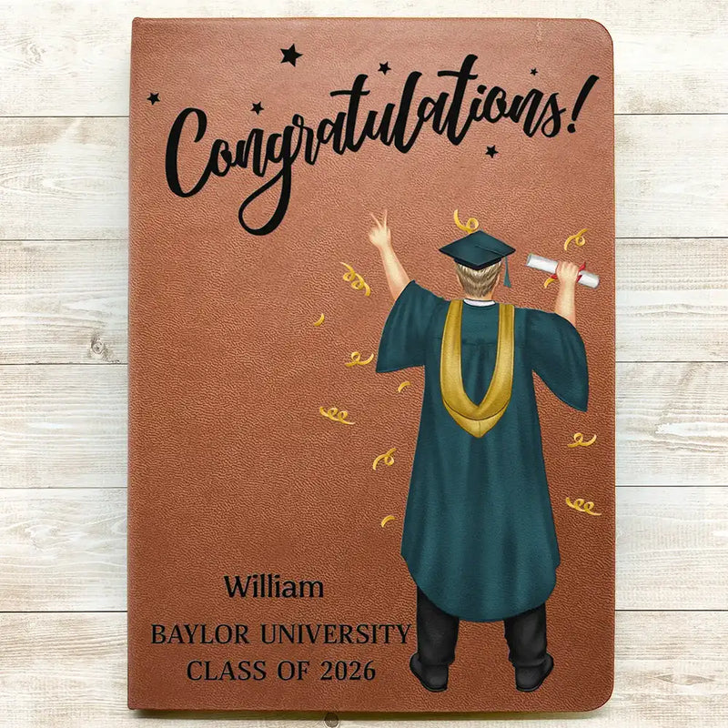 Graduation,Happy,Gift For Yourself,Gift For Women,Gift For Men,Gift For Daughter,Gift For Son,Gift For Sisters,Gift For Sibling,Gift For Brothers,Gift For Bestie - Congrats Grad You Did It - Personalized Leather Journal