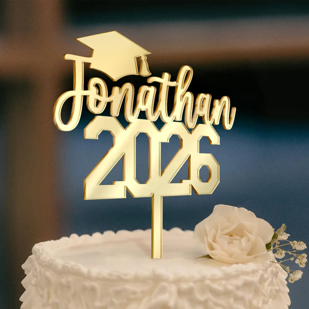 Graduation, Gift For Women, Gift For Men, Happy - Congrats Graduation - Personalized Cake Topper