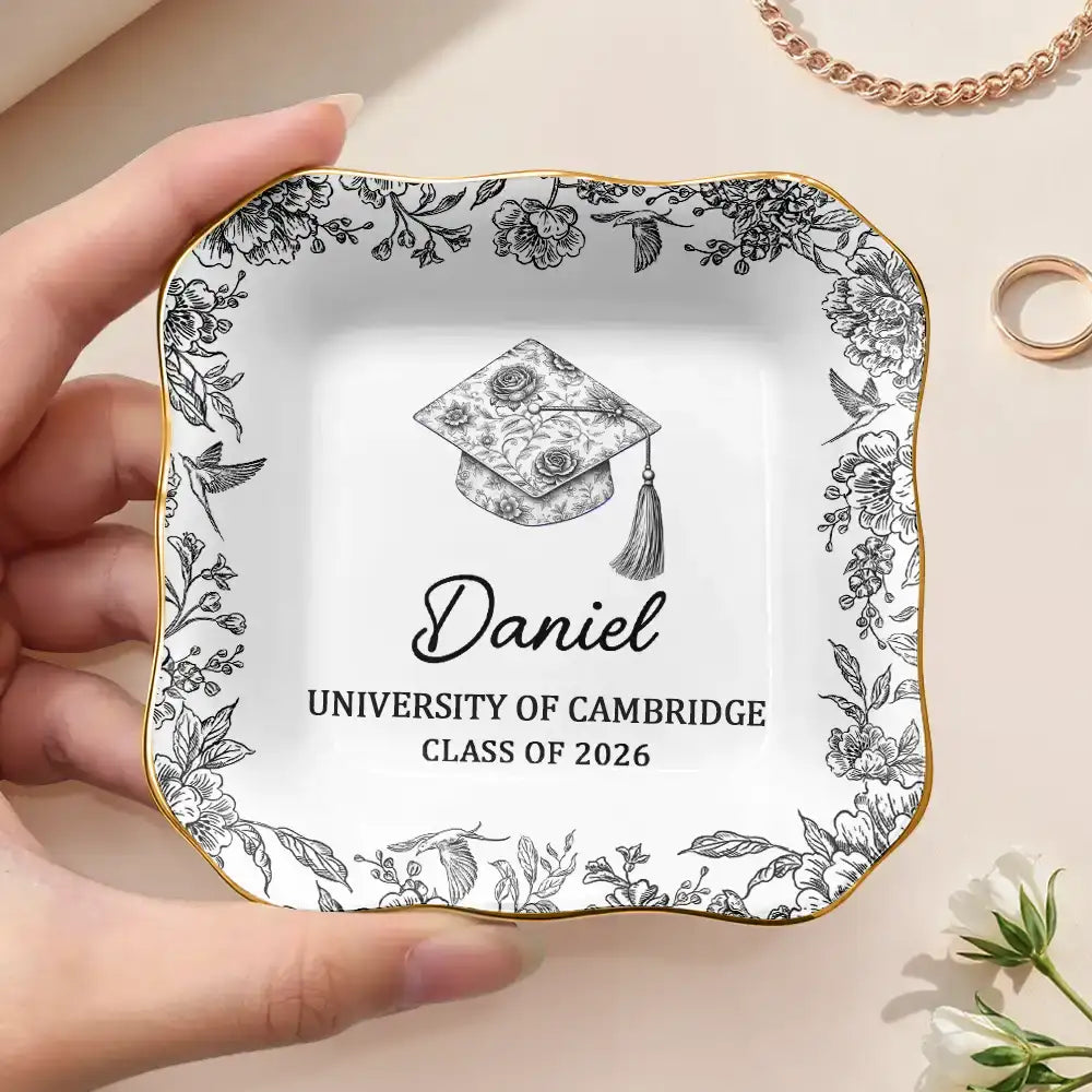 Graduation,Gift For Yourself,Happy -Congrats Graduation - Personalised Ring Dish 