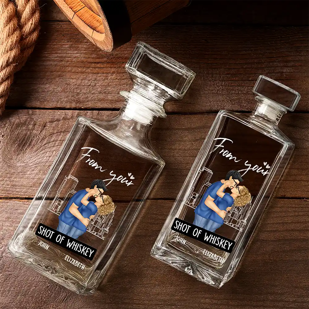 Gift For Couples,Gift For Husband,Gift For Wife,Gift For Boyfriend,Gift For Girlfriend,Funny - Congrats On Being - Personalized Square Whiskey Bottle
