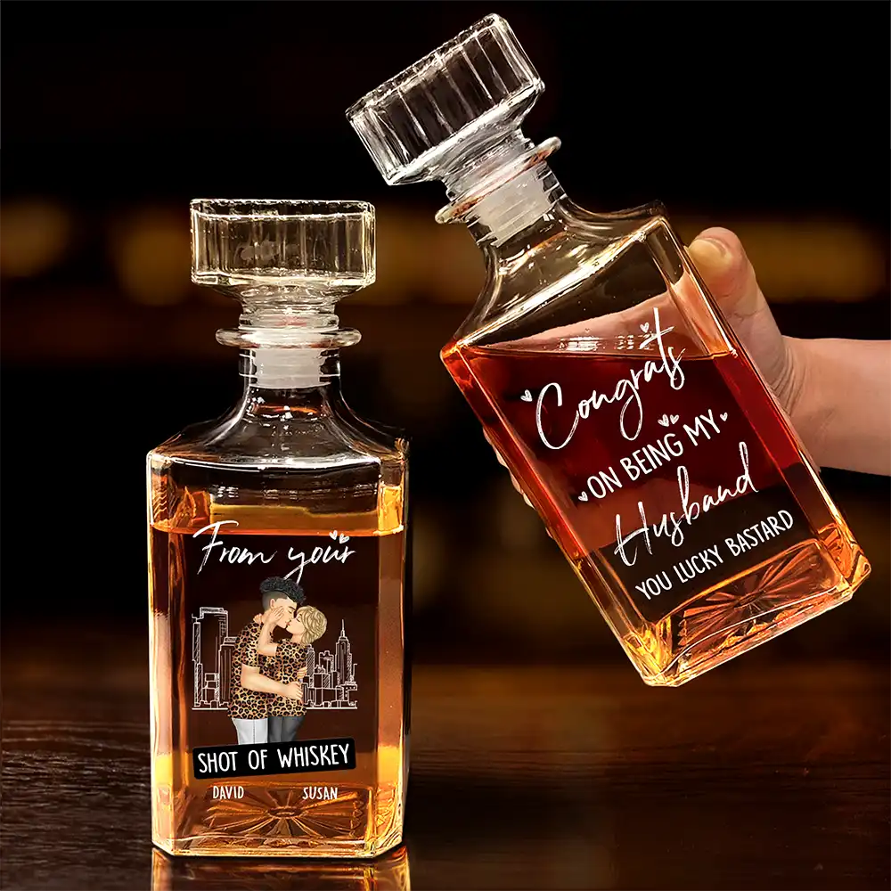 Gift For Couples,Gift For Husband,Gift For Wife,Gift For Boyfriend,Gift For Girlfriend,Funny - Congrats On Being - Personalized Square Whiskey Bottle
