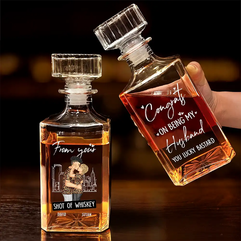 Gift For Couples,Gift For Husband,Gift For Wife,Gift For Boyfriend,Gift For Girlfriend,Funny - Congrats On Being - Personalized Square Whiskey Bottle