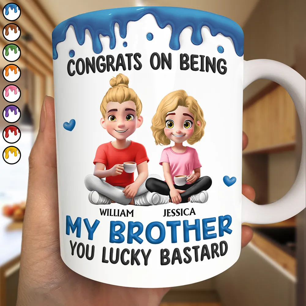 Congrats On Being My Brother Sister - Personalized White Edge-to-Edge Mug