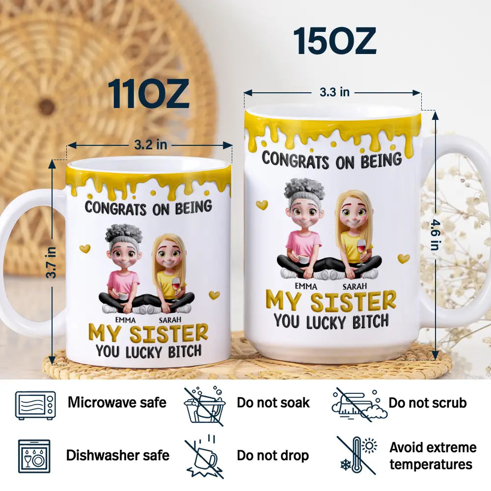 Gift For Brothers,Gift For Sisters,Gift For Sibling,Funny - Congrats On Being My Brother Sister - Personalized White Edge-to-Edge Mug