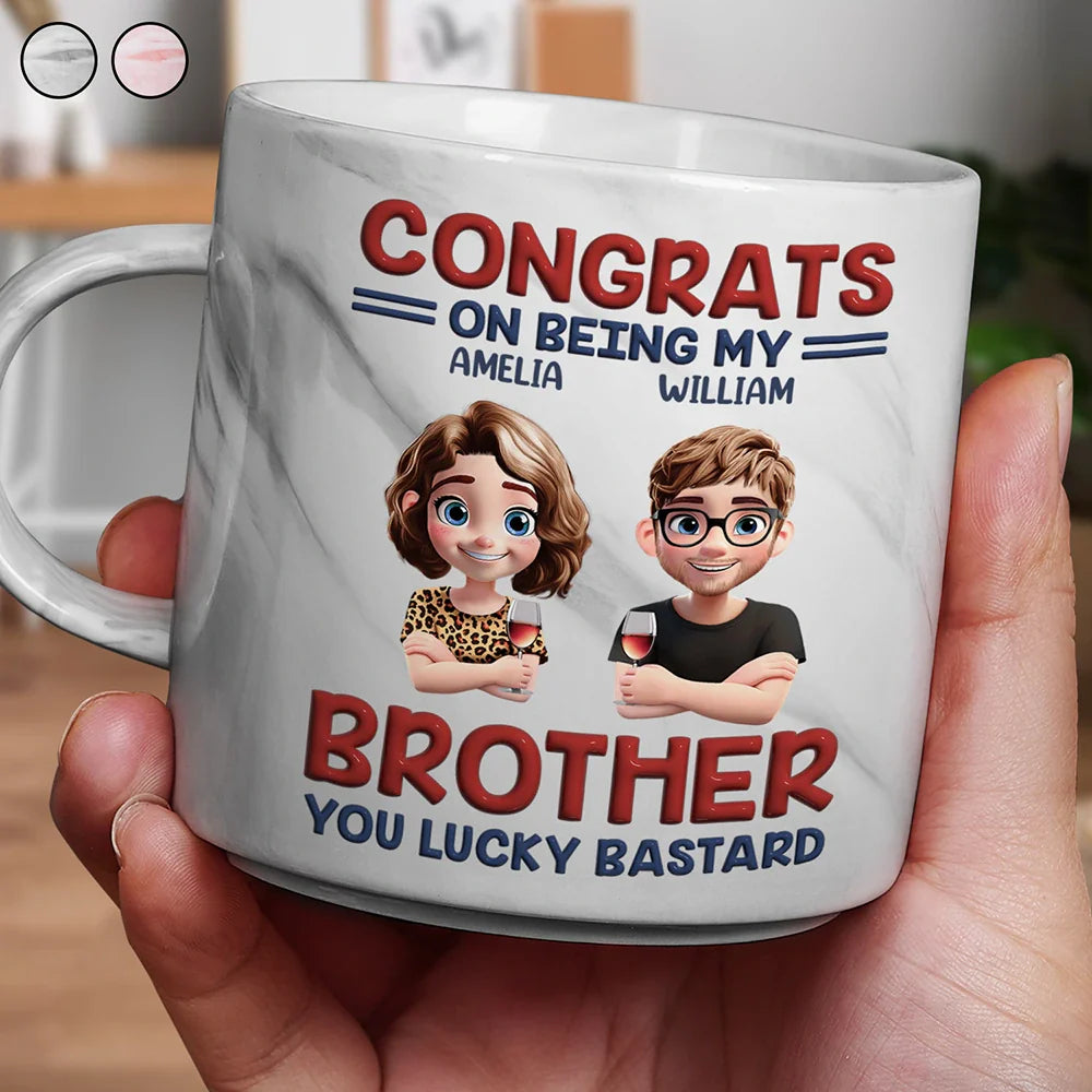Congrats On Being My Brother Sister Bestie - Personalized Marble Mug
