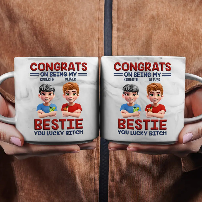 Gift For Bestie,Gift For Sisters,Gift For Daughter,Funny,Gift For Brothers,Gift For Husband,Gifts For Colleagues - Congrats On Being My Brother Sister Bestie - Personalized Marble Mug
