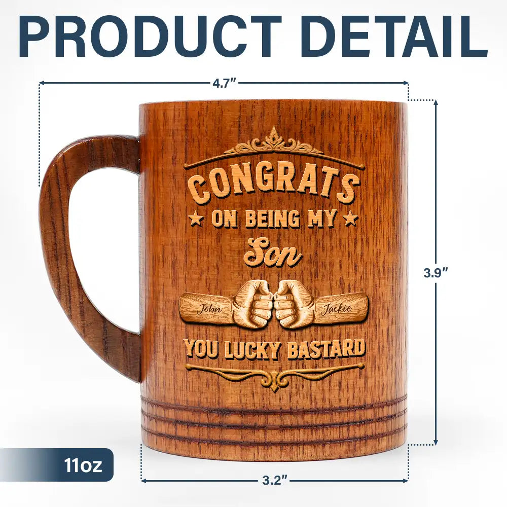 Gift For Brothers, Gift For Bestie, Happy - Congrats On Being My Brother Wood Carving Hand Punch - Personalized Wooden Mug