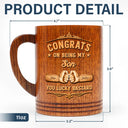 Gift For Brothers, Gift For Bestie, Happy - Congrats On Being My Brother Wood Carving Hand Punch - Personalized Wooden Mug
