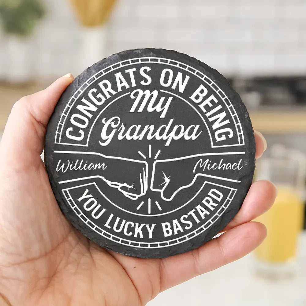Gift For Sisters,Gift For Sibling,Gift For Brothers,Gift For Bestie,Gifts For Colleagues,Cousin,Funny - Congrats On Being My Brother You Lucky Man - Personalized Slate Coaster