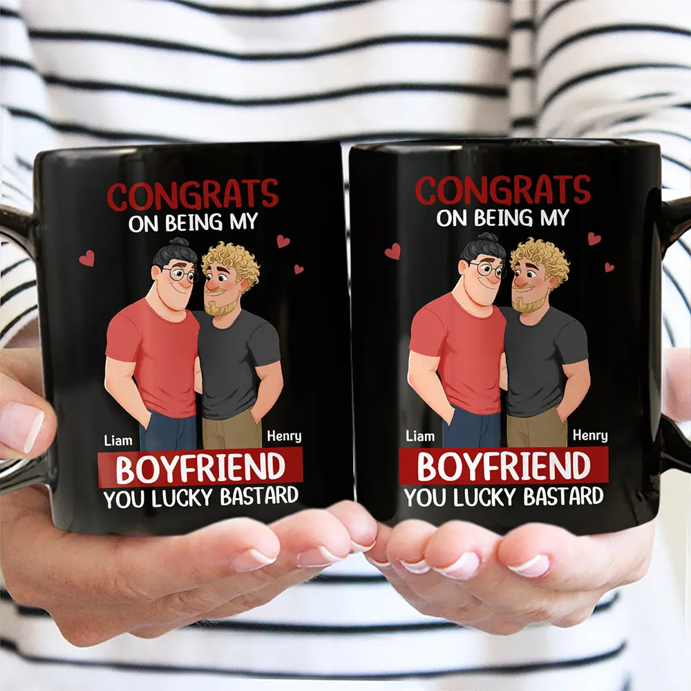 Gift For Couples,Gift For Wife,Gift For Girlfriend,Gift For Women,Funny,Old Couples,Gift For Boyfriend - Congrats On Being My Husband Animate Hugging Couple - Personalized Mug