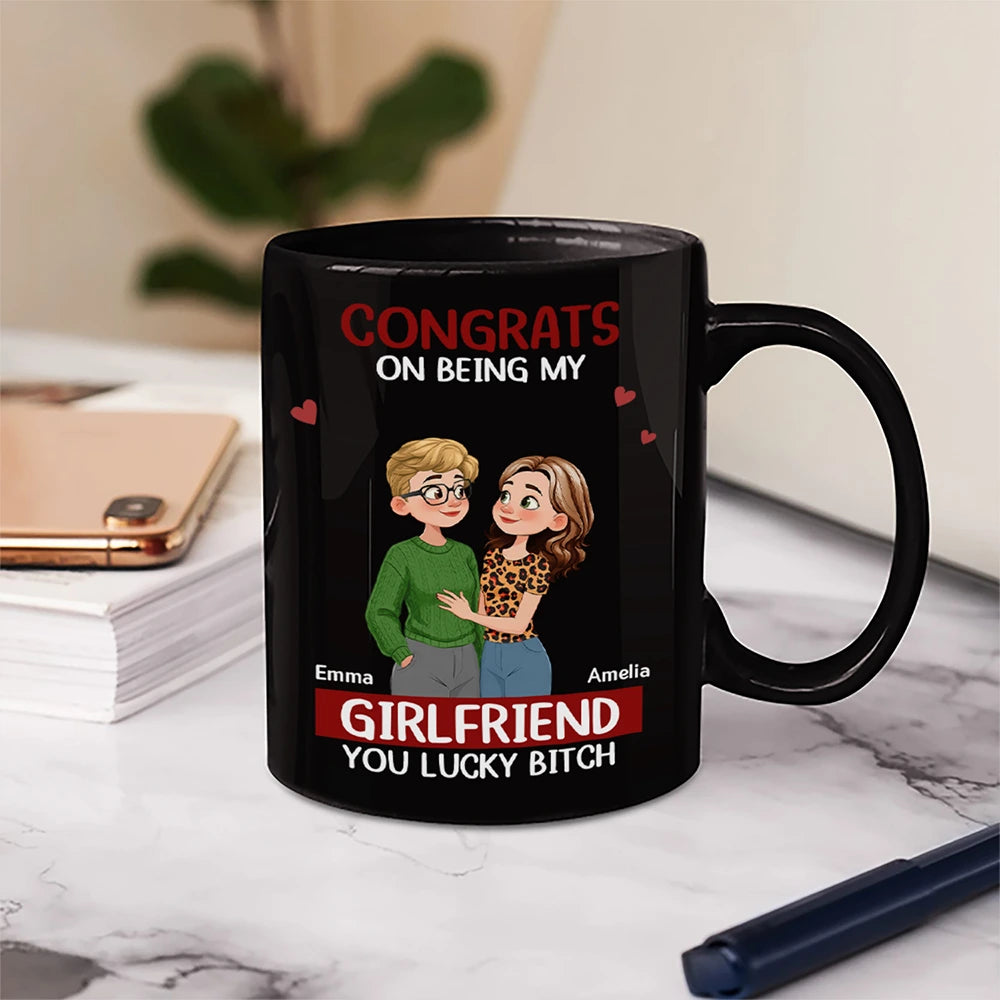 Gift For Couples,Gift For Wife,Gift For Girlfriend,Gift For Women,Funny,Old Couples,Gift For Boyfriend - Congrats On Being My Husband Animate Hugging Couple - Personalized Mug