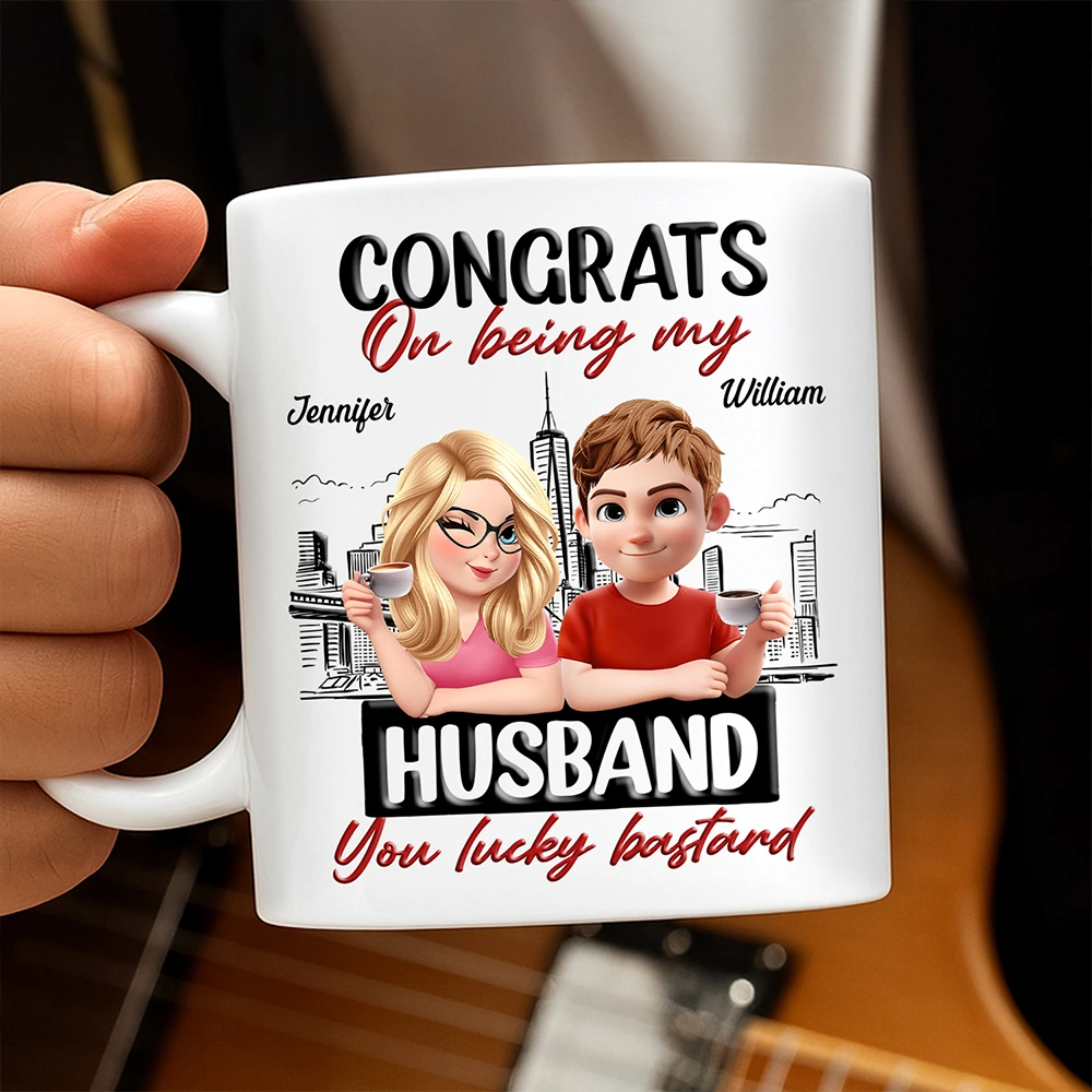 Congrats On Being My Husband Wife 3D Effect Couple - Personalized Mug