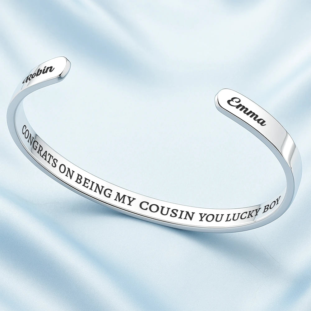 Congrats On Being My Sister You Lucky Girl - Personalized Bangle Bracelet Cuff