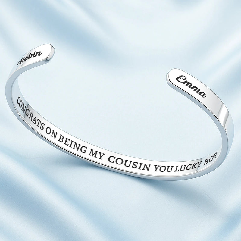Congrats On Being My Sister You Lucky Girl - Personalized Bangle Bracelet Cuff