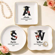 Gift For Girlfriend,Gift For Women,Gift For Sisters,Gift For Bestie,Graduation,Happy,Icon - Congrats Grad Alphabet - Personalized Ring Dish