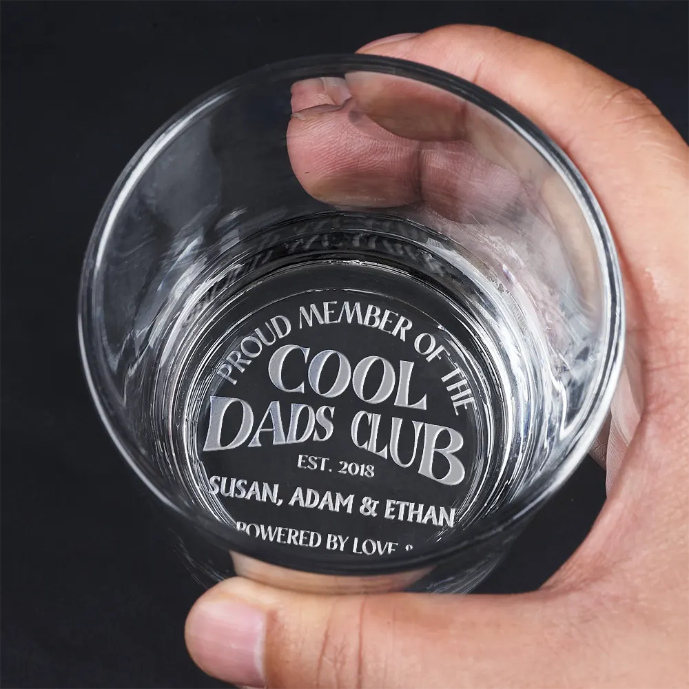 Gift For Father,Gift For Grandpa,Non-Eng,Custom Text,Humorous - Cool Dads Club Powered By Love - Personalized Engraved Whiskey Glass