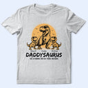 Gift For Father,Top Market,Sarcastic,Custom Text - Cool Dinosaur Retro Yellow Vintage Daddysaurus - Personalized T Shirt