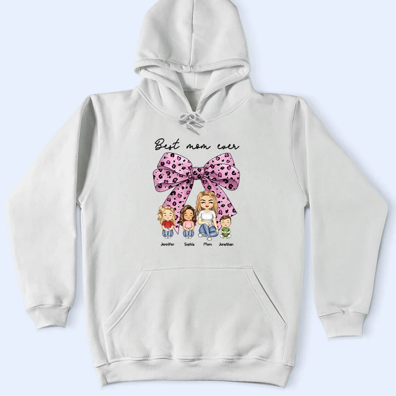 Gift For Grandma,Gift For Mother - Coquette Bow Best Mom Ever - Personalized T Shirt