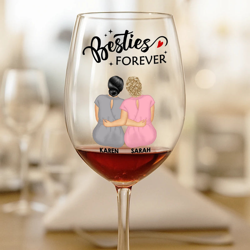 Gift For Bestie, Happy - Countless Memories Our Friendship Is Endless Besties - Personalized Wine Glass