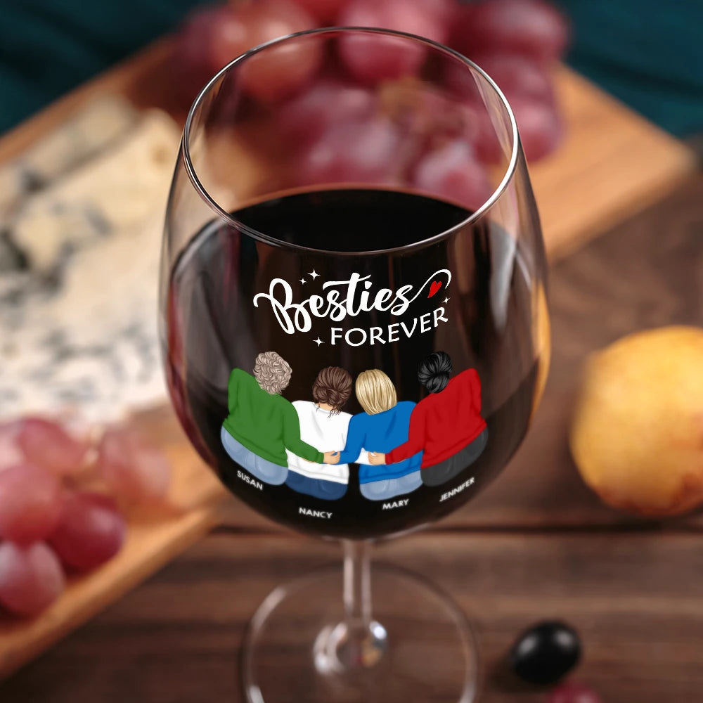 Gift For Bestie, Happy - Countless Memories Our Friendship Is Endless Besties - Personalized Wine Glass