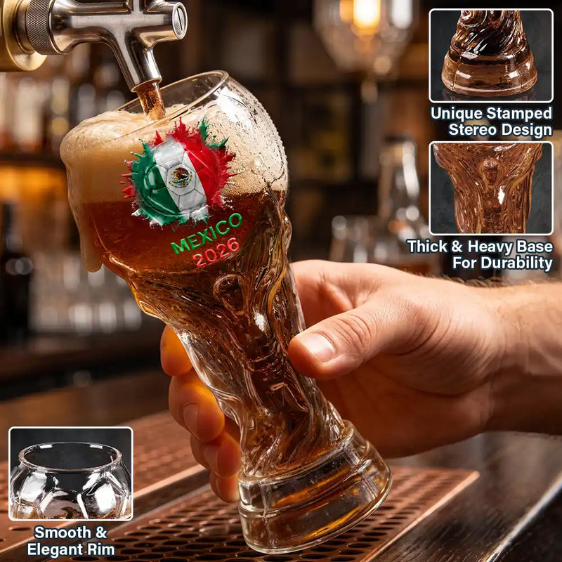 Football (Soccer),Gift For Men,Gift For Yourself,Playful,Summer Soccer Games,Icon - Country Flags Soccer Ball - Personalized Beer Glass