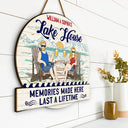 Gift For Couples, Gift For Husband, Gift For Wife, Lake, Happy - Couple Lake House Memories Made Here - Personalized Custom Shaped Wood Sign