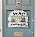 Gift For Couples, Gift For Husband, Gift For Wife, Lake, Happy - Couple Lake House Memories Made Here - Personalized Custom Shaped Wood Sign
