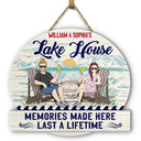 Gift For Couples, Gift For Husband, Gift For Wife, Lake, Happy - Couple Lake House Memories Made Here - Personalized Custom Shaped Wood Sign