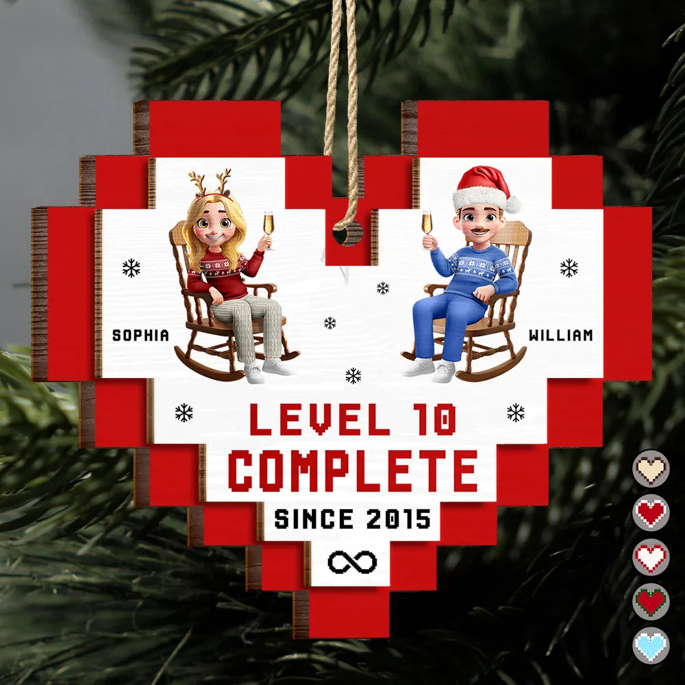 Couple Level Complete - Personalized 2-Layered Wooden Ornament