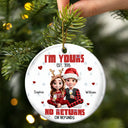 Christmas,Gift For Couples,Gift For Husband,Gift For Wife,Gift For Boyfriend,Gift For Girlfriend,Happy - Couple 3D Effect I'm Yours No Returns - Personalized Circle Ceramic Ornament