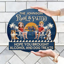 Gift For Couples, Pet Couple, Pet Lovers, Patio, Poolside - Couple 3D Effect Pool & Patio Bar Hope You Brought Alcohol & Dog Treats - Personalized Custom Shaped Wood Sign