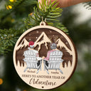 Christmas,Travel,Gift For Couples,Gift For Husband,Gift For Wife,Gift For Boyfriend,Happy - Couple Adventure Here's To Another Year Of Adventure - Personalized 2-Layered Wooden Ornament