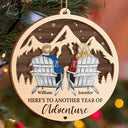 Christmas,Travel,Gift For Couples,Gift For Husband,Gift For Wife,Gift For Boyfriend,Happy - Couple Adventure Here's To Another Year Of Adventure - Personalized 2-Layered Wooden Ornament