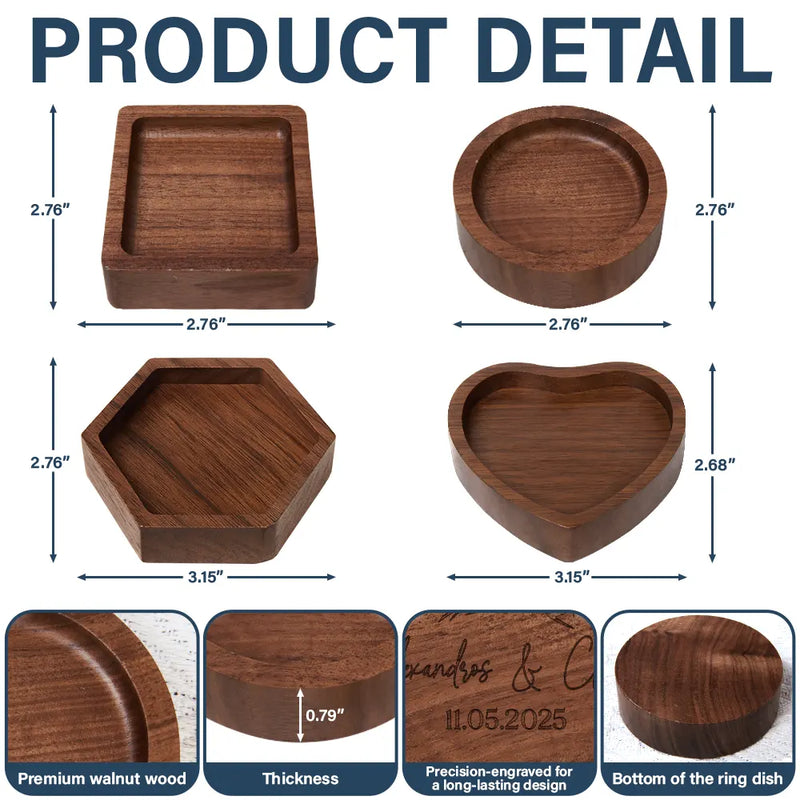 Gift For Couples,Old Couples,Gift For Husband,Gift For Wife,Gift For Boyfriend,Gift For Girlfriend,Happy - Couple Anniversary Gift - Personalized Wood Ring Dish