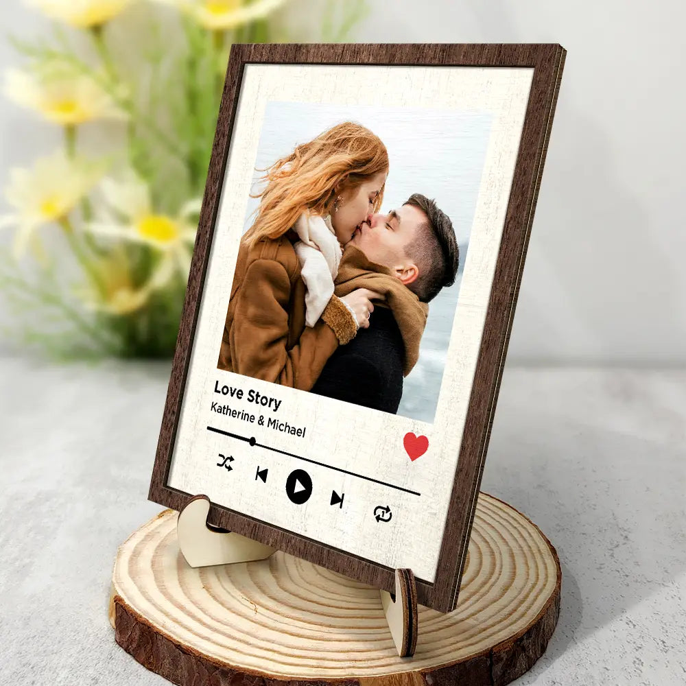 Gift For Couples,Old Couples,Gift For Husband,Gift For Wife,Gift For Boyfriend,Gift For Girlfriend,Love - Couple Anniversary Love Message - Personalized 2-Layered Wooden Plaque With Stand