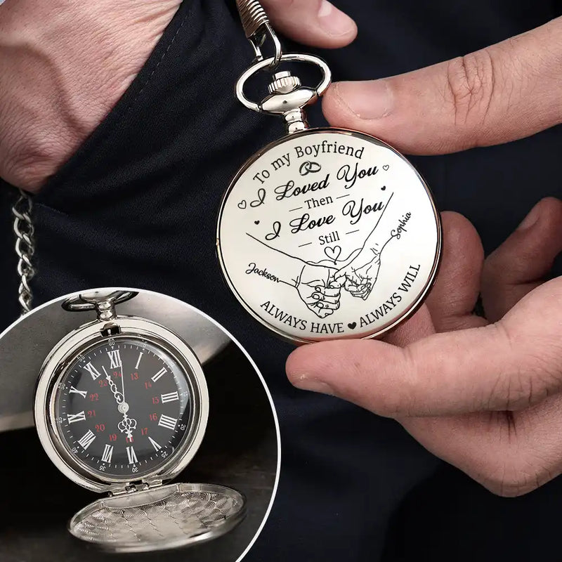 Wedding Anniversary,Gift For Couples,Gift For Husband,Gift For Wife,Happy - Couple Anniversary Loved You Then Love You Still - Personalized Pocket Watch