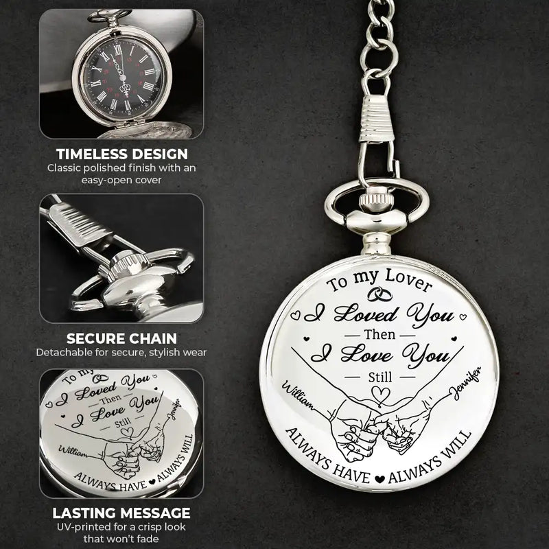 Wedding Anniversary,Gift For Couples,Gift For Husband,Gift For Wife,Happy - Couple Anniversary Loved You Then Love You Still - Personalized Pocket Watch